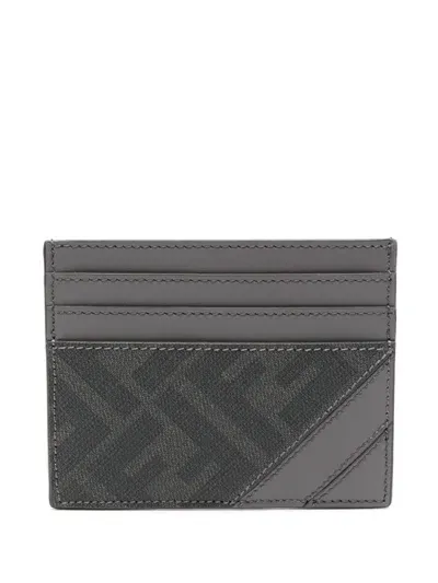 Fendi Ff-print Card Holder In 灰色