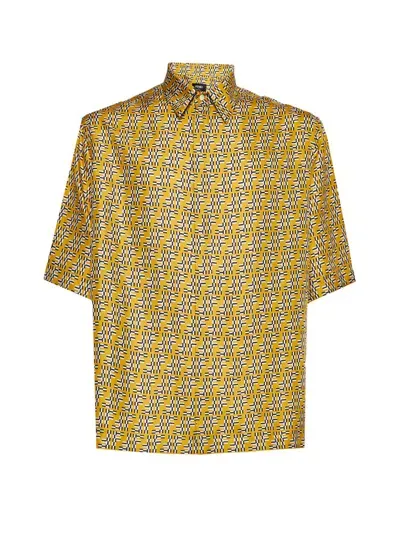 Fendi Ff Printed Short In Yellow