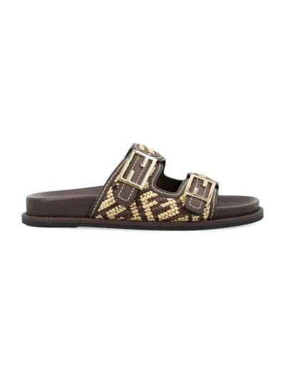 Fendi Ff Slides In Brown