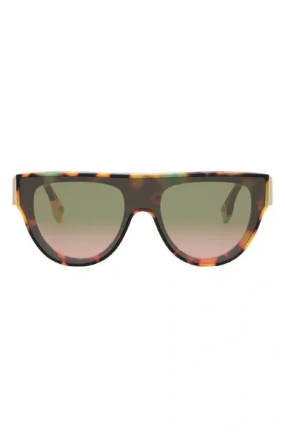 Fendi ' First 139mm Flat Top Sunglasses In Havana/other/gradient Green