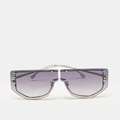 Pre-owned Fendi First Crystals Shield Sunglasses In Grey