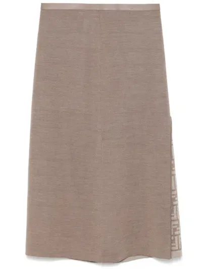 Fendi Flared Midi Skirt In Gray