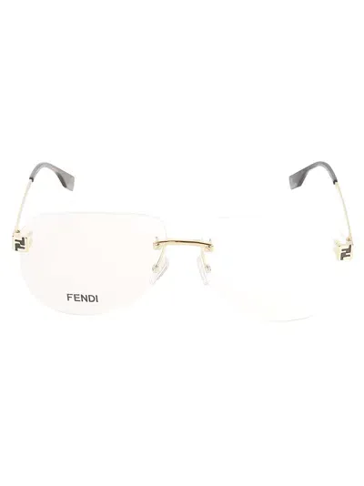 Fendi Frameless Clear Lense Glasses In White