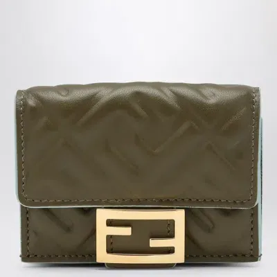 Fendi Green Micro Trifold Baguette Wallet