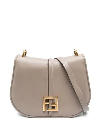 Fendi Grey C'mon Medium Leather Satchel