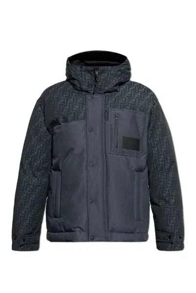 Fendi Insulated Panelled Ski Jacket In Navy