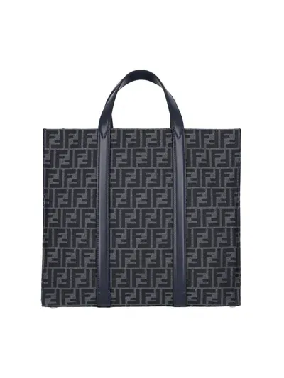 Fendi 'jacquard Ff' Tote Bag In Blue