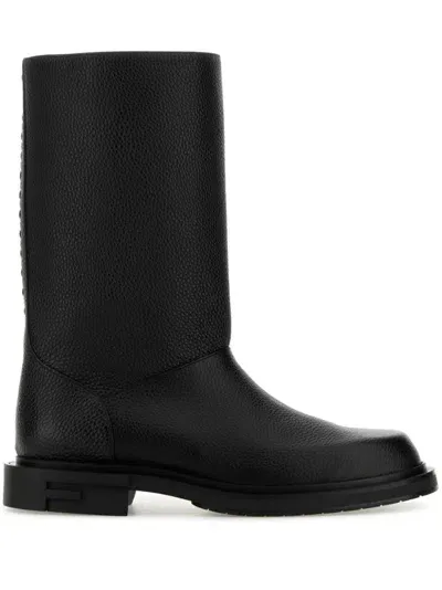 Fendi Knee-length Leather Boots In Black