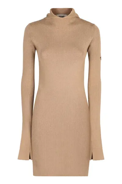 Fendi Knitted Dress In Beige