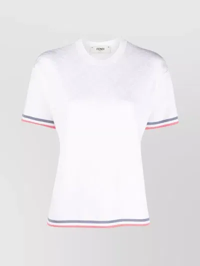 Fendi Motif-print Round-neck T-shirt In White