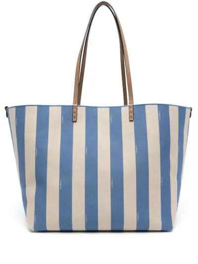 Fendi Large Roll Cotton Tote Bag In Blue