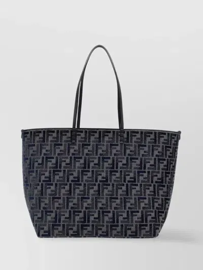 Fendi Large Roll Ff Tote Bag In Grey