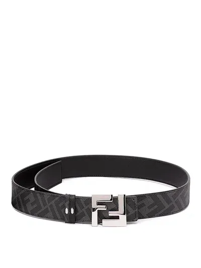 Fendi Leather Reversible Belt In Beige