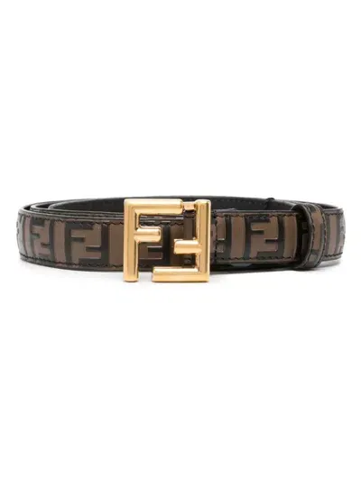 Fendi Logo Belt In Brown