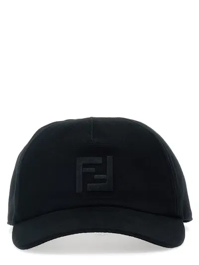 Fendi Logo Embroidery Cap In Nero