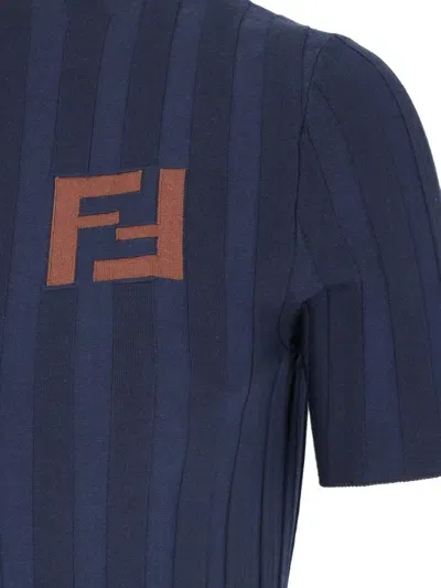 Fendi Logo Mini Dress In Blue