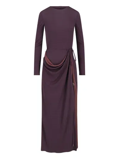 Fendi Long Jersey Dress In Purple