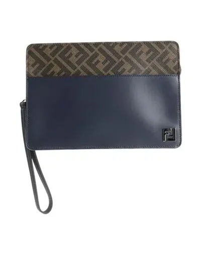 Fendi Zucca-monogram Pattern Clutch In Navy Blue