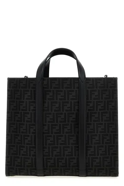 Fendi Men Ff Jacquard Shopper In Black