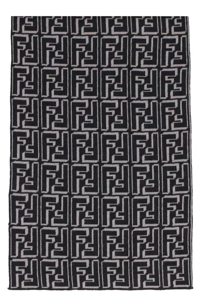 Fendi Allover Ff Jacquard Scarf In Beige Nero