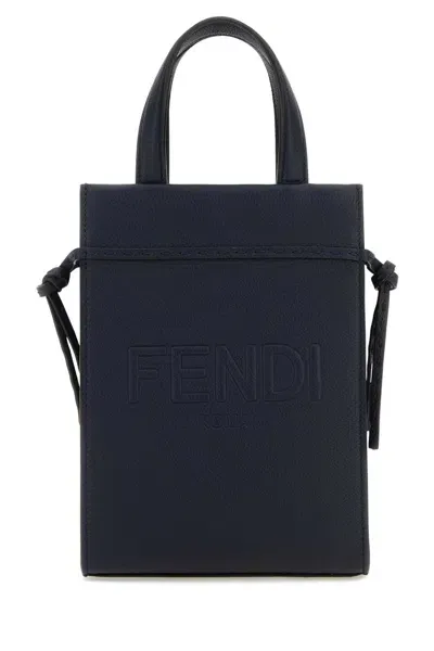 Fendi Midnight Blue Leather Mini Go To Shopper Handbag