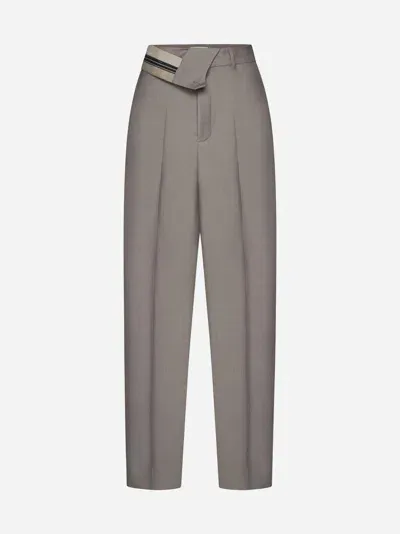 Fendi Mohair And Wool Trousers In Ash