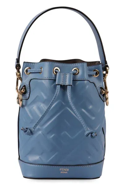 Fendi Mon Tresor Leather Mini Bag In Light Blue