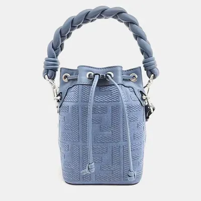 Pre-owned Fendi Montresor Mini Bucket Bag In Blue