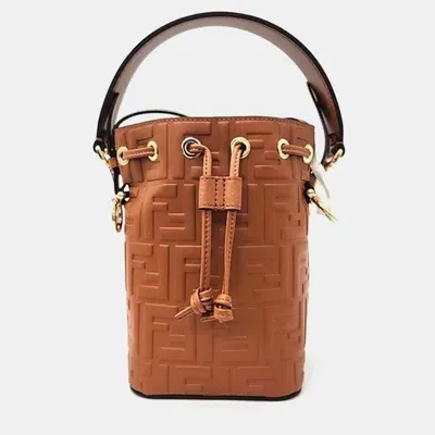 Pre-owned Fendi Montresor Mini Bucket Bag In Brown