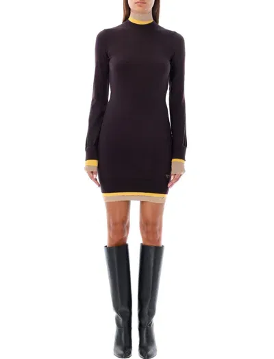 Fendi Multi-layer Mini Dress In Brown