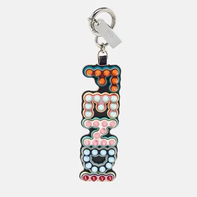 Pre-owned Fendi Multicolor Leather Logo Spike Usb Key Chain