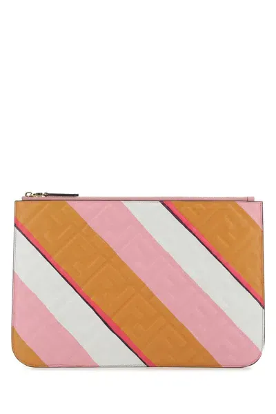 Fendi Multicolor Nappa Leather Pouch In F0w52