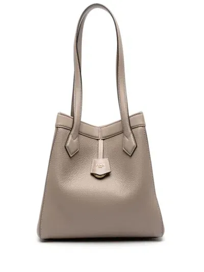 Fendi Origami Medium Leather Shoulder Bag In Grey