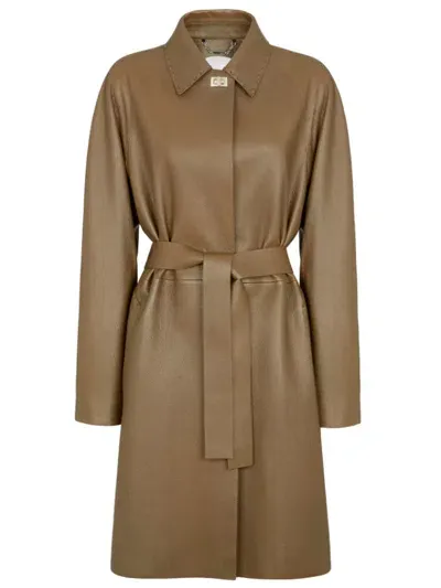 Fendi Overcoat In Brown