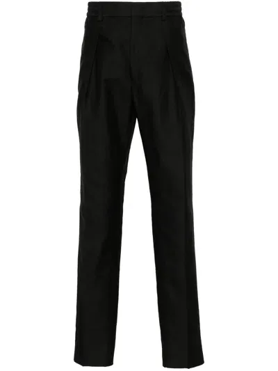 Fendi Pantalone In Misto Cotone E Canapa In Black