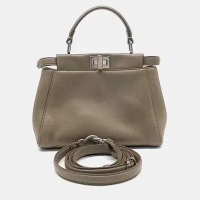 Pre-owned Fendi Peekaboo Mini Bag In Beige