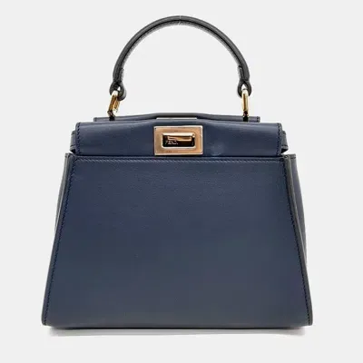 Pre-owned Fendi Peekaboo Mini Bag In Navy Blue