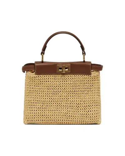 Fendi Peekaboo Mini Tote Bag In Beige