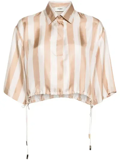 Fendi Pequin Blouse In Brown