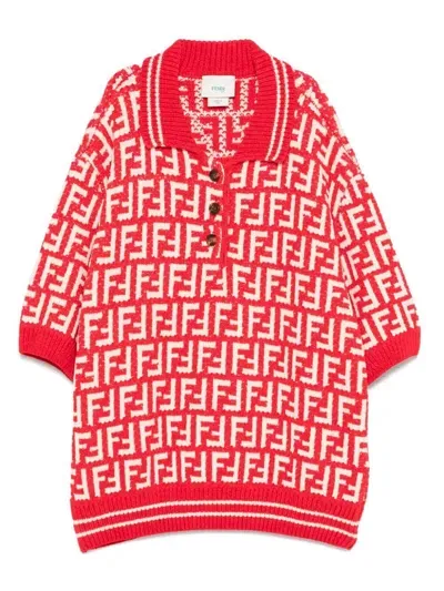 Fendi Polo Ff Chenille In Red