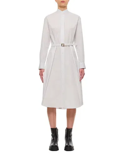 Fendi Belted Shirt Dress In White