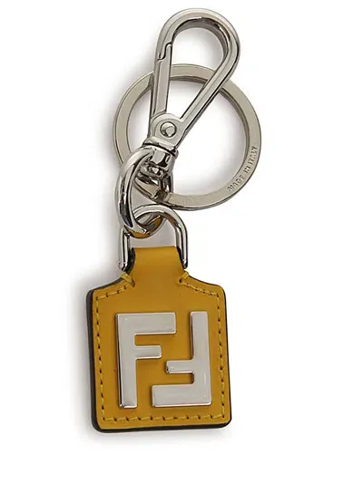 Fendi Portachiavi Squared Ff In Yellow