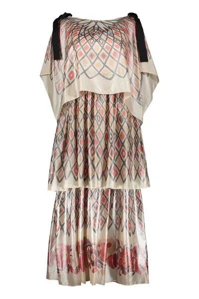 Fendi Printed Silk Dress In Multicolor