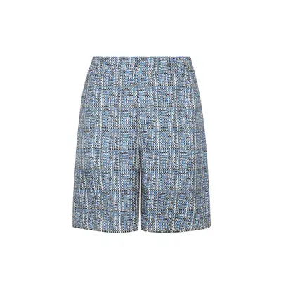 Fendi Printed Silk Shorts In Blue