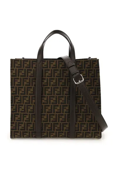 Fendi Logo Tote Bag In Brown