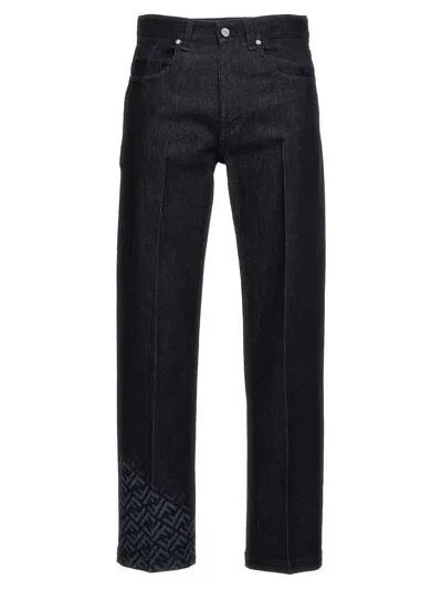 Fendi Regular-fit Cotton Jeans In Navy