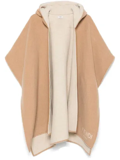 Fendi Roma Poncho In Nude & Neutrals