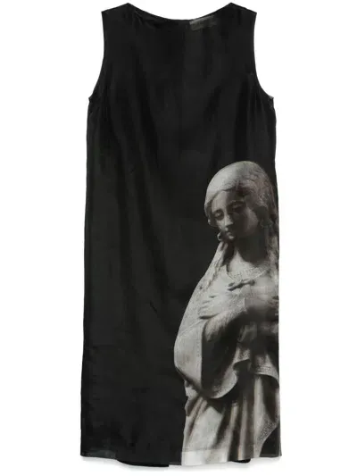 Fendi Roman Statue-print Midi Dress In Black