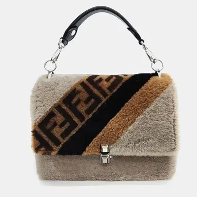 Pre-owned Fendi Shearling Can Eye Bag In Multicolor