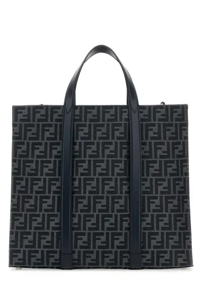 Fendi Shopping Bag Jacquard Ff 19-tu Nd  Male In Denimblubluscrp